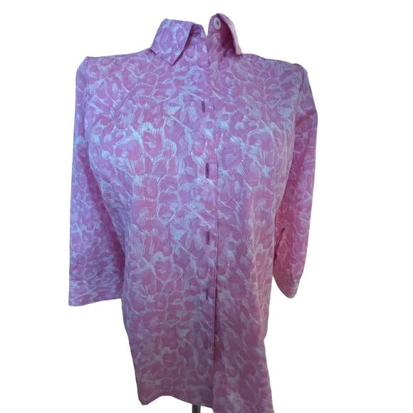Foxcroft Women's Lucie 3/4 Sleeve Pink Panther Blouse Size 4 - Picture 3 of 5